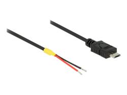 Delock - Stromkabel - Mikro-USB Typ B (nur Strom) (M) zu ohne Stecker - 20 cm - Schwarz